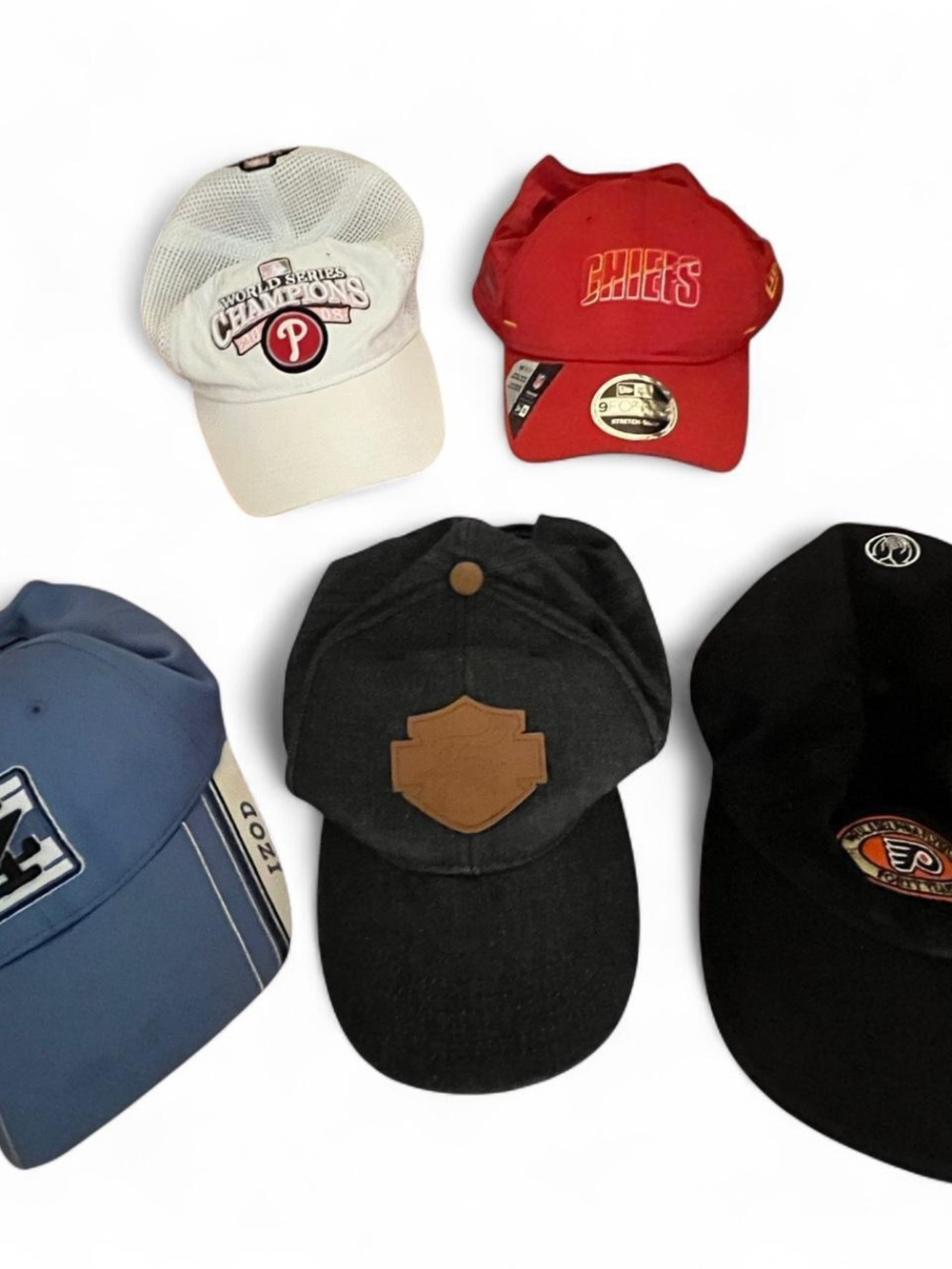 Assorted Men's Baseball Caps - Black, Red, White, Blue